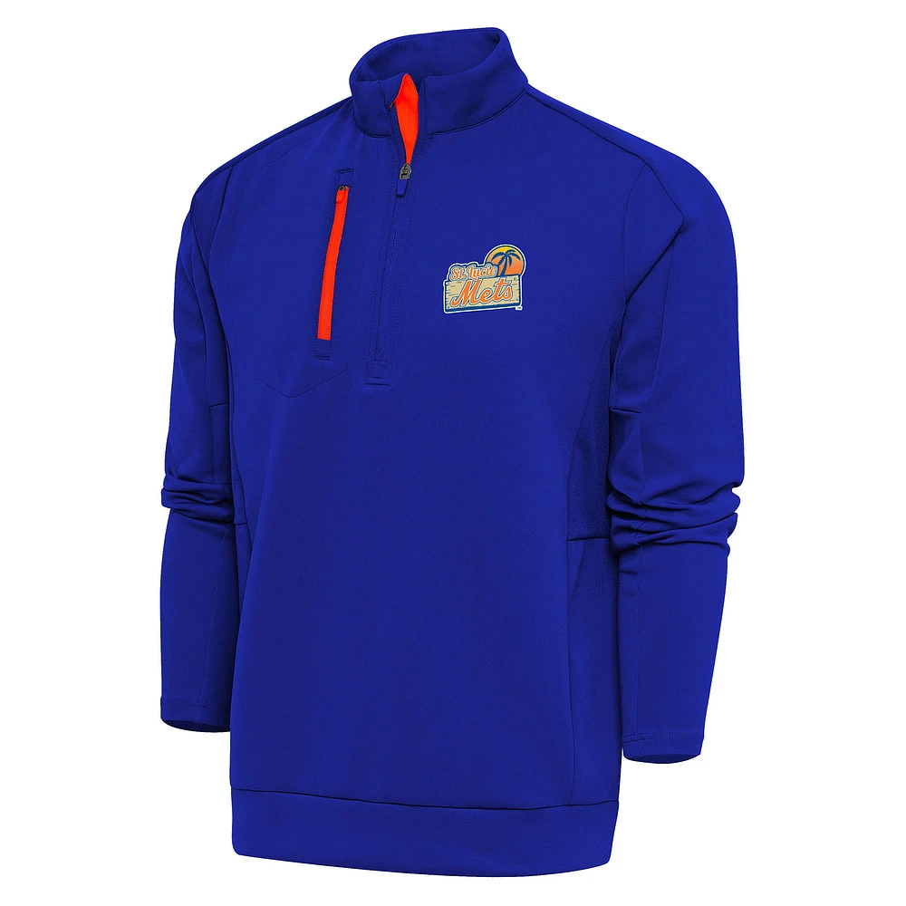 Men's Antigua Royal St. Lucie Mets Generation Quarter-Zip Pullover Top