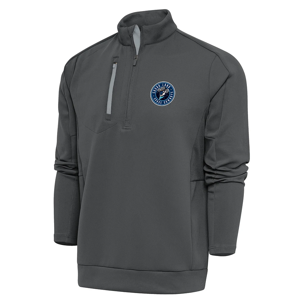 Men's Antigua Pewter Sugar Land Space Cowboys Generation Quarter-Zip Pullover Top