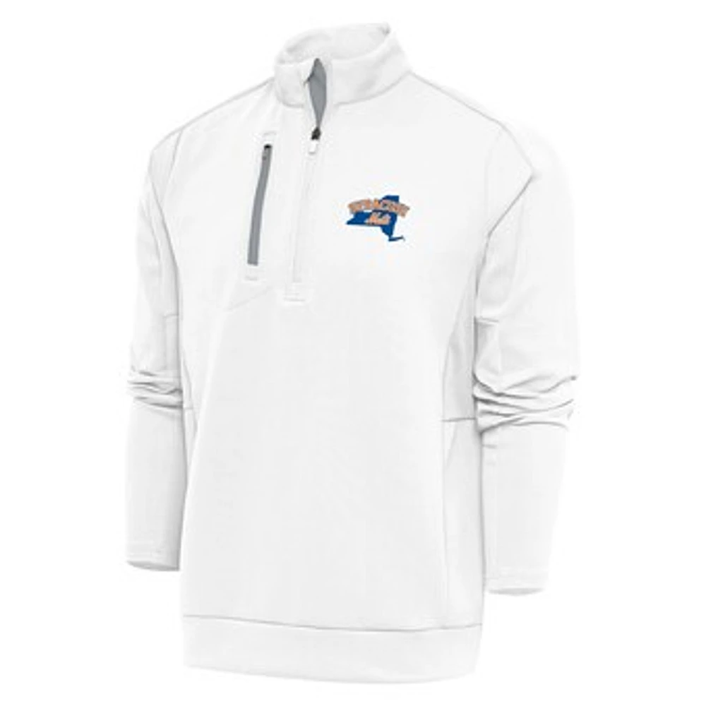 Men's Antigua White Syracuse Mets Generation Quarter-Zip Pullover Top