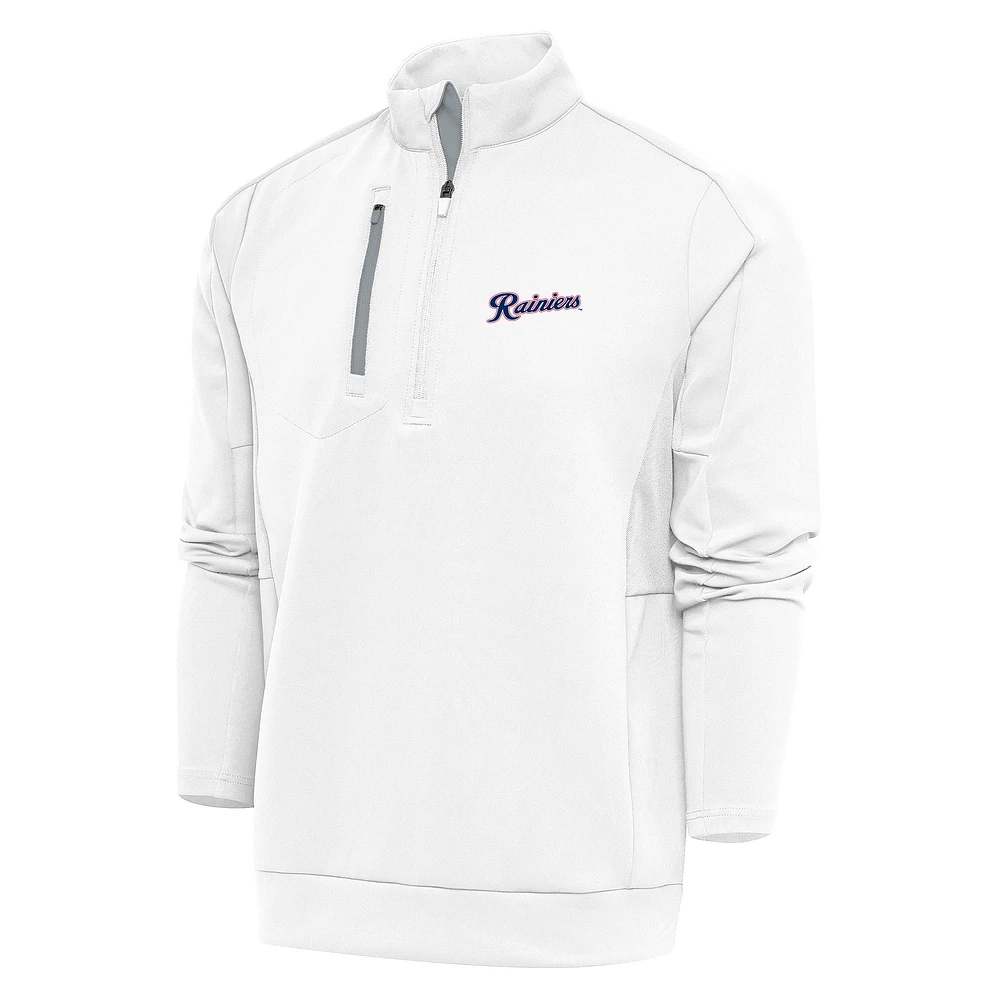 Men's Antigua White Tacoma Rainiers Generation Quarter-Zip Pullover Top