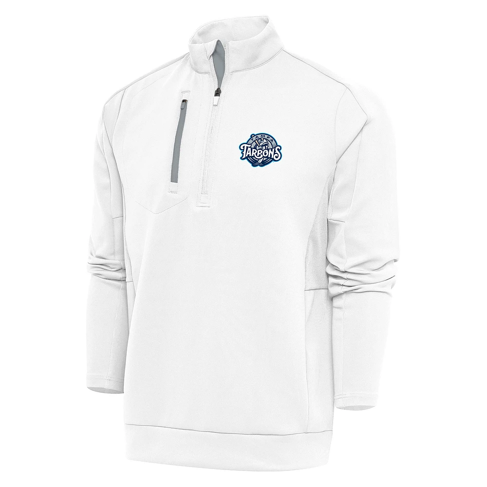 Men's Antigua White Tampa Tarpons Generation Quarter-Zip Pullover Top