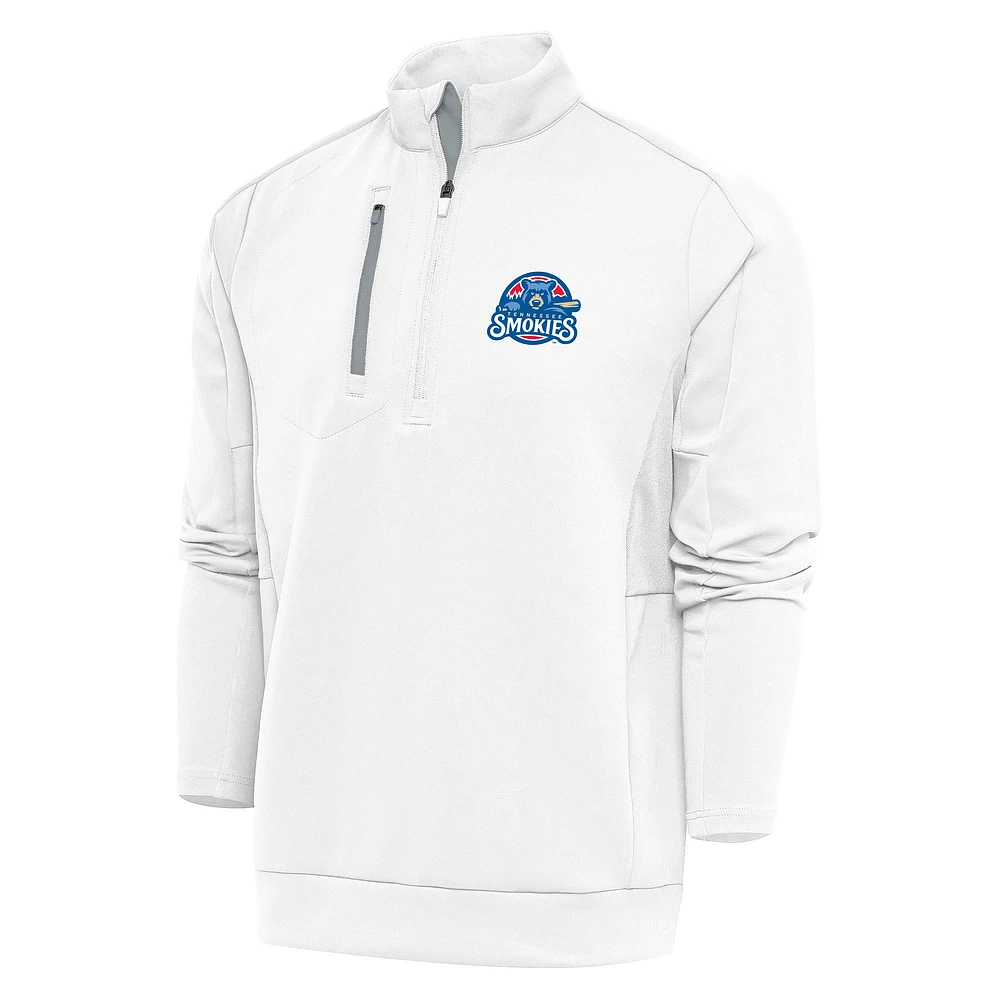 Men's Antigua White Tennessee Smokies Generation Quarter-Zip Pullover Top