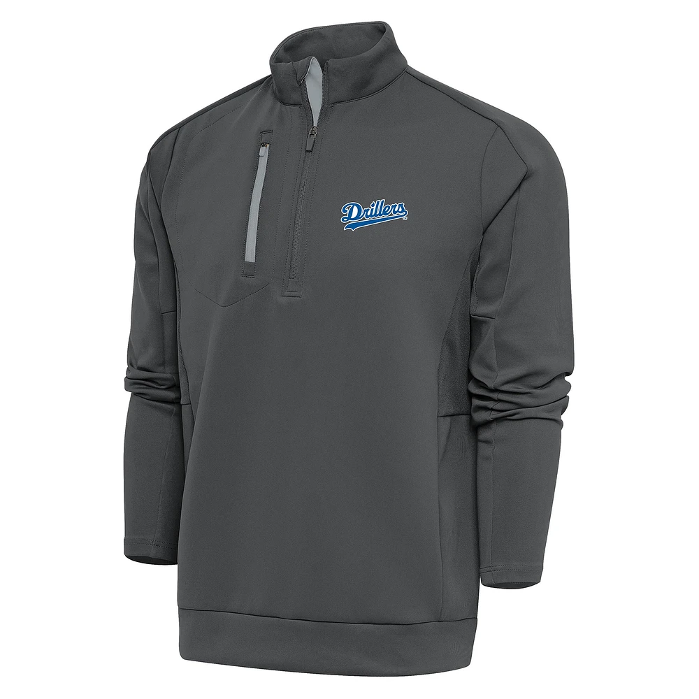Men's Antigua Pewter Tulsa Drillers Generation Quarter-Zip Pullover Top