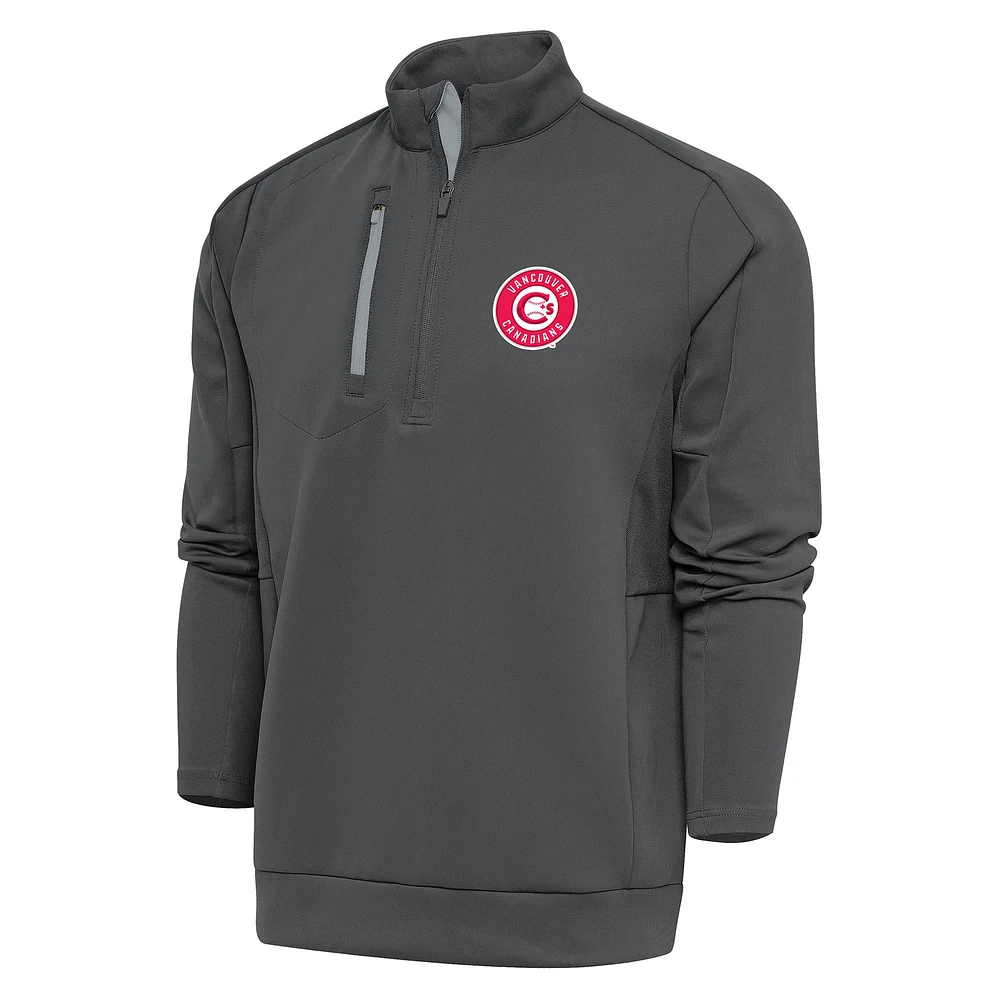 Men's Antigua Pewter Vancouver Canadians Generation Quarter-Zip Pullover Top
