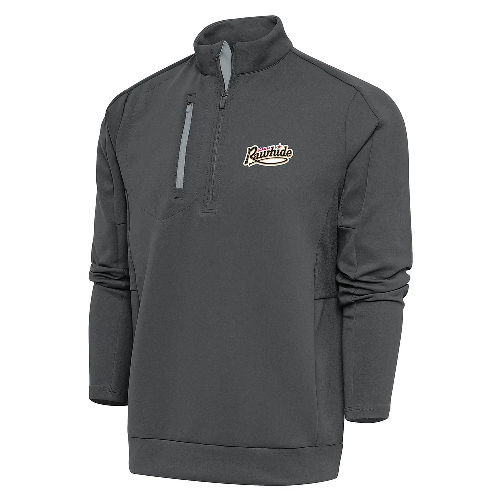 Men's Antigua Pewter Visalia Rawhide Generation Quarter-Zip Pullover Top