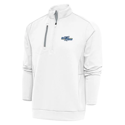 Men's Antigua White Wilmington Blue Rocks Generation Quarter-Zip Pullover Top