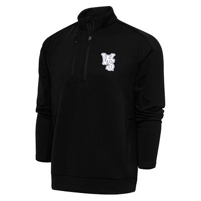 Men's Antigua Black Winston-Salem Dash Generation Quarter-Zip Pullover Top
