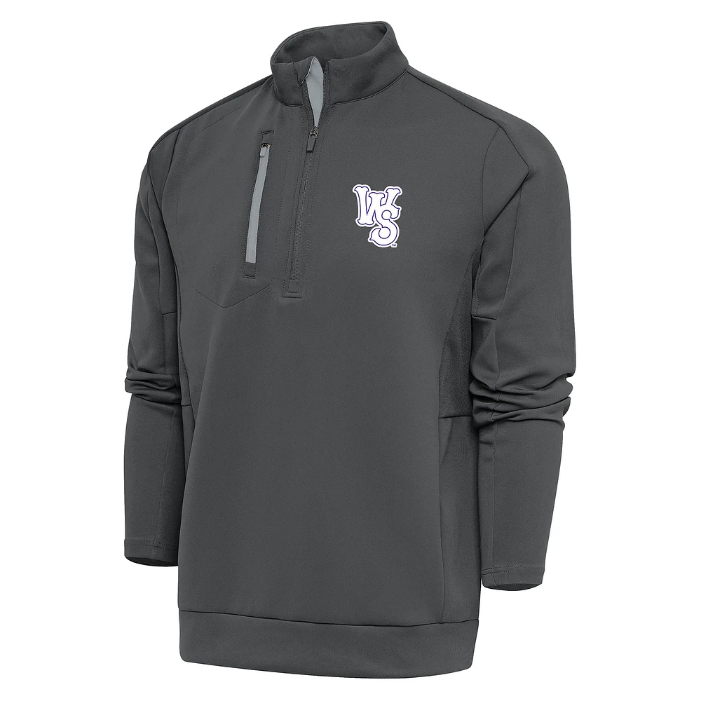 Men's Antigua Pewter Winston-Salem Dash Generation Quarter-Zip Pullover Top