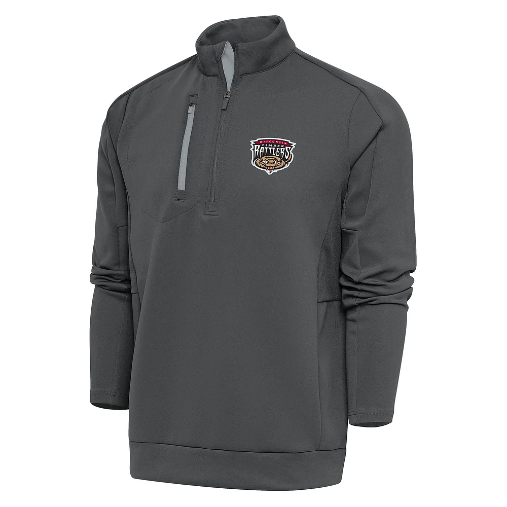 Men's Antigua Pewter Wisconsin Timber Rattlers Generation Quarter-Zip Pullover Top