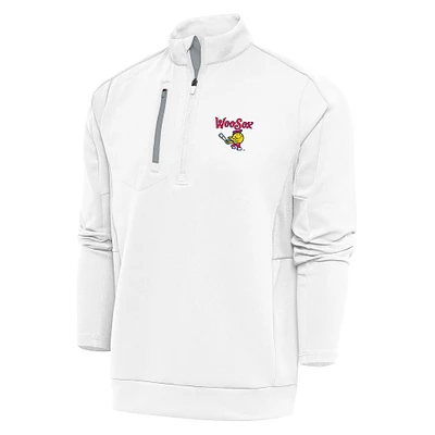 Men's Antigua White Worcester Red Sox Generation Quarter-Zip Pullover Top