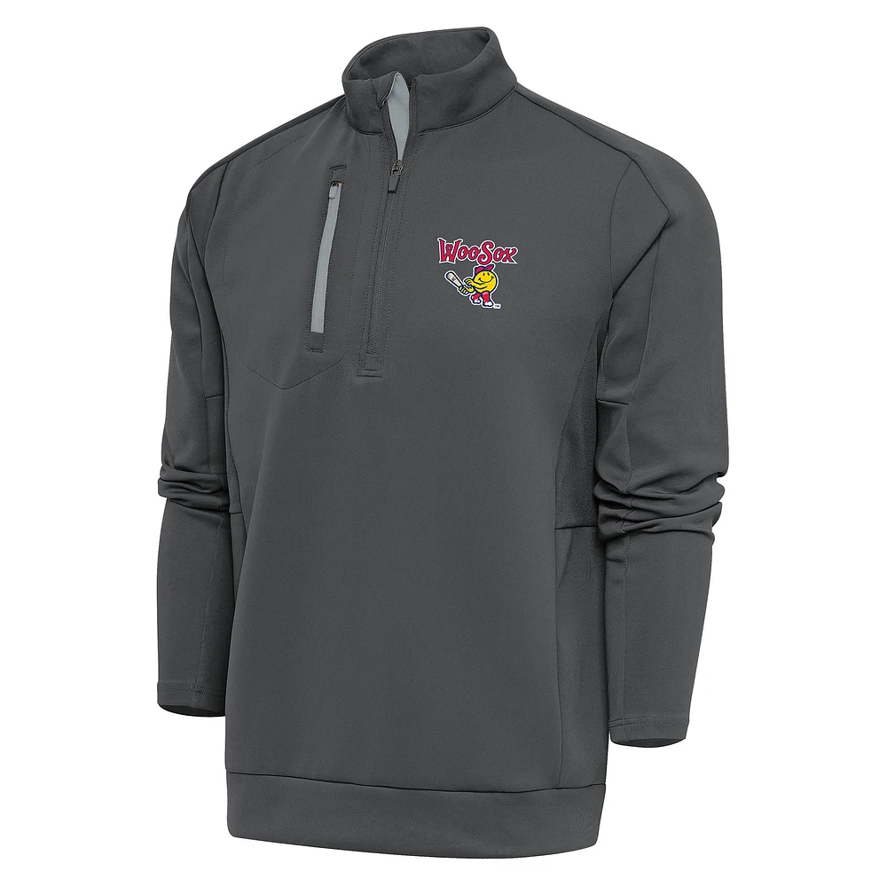 Men's Antigua Pewter Worcester Red Sox Generation Quarter-Zip Pullover Top