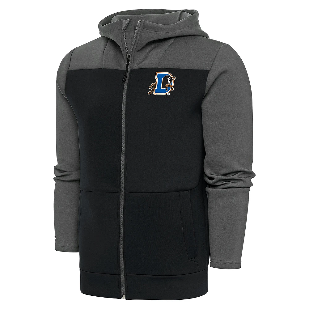Men's Antigua Steel/Gray Durham Bulls Protect Full-Zip Hoodie