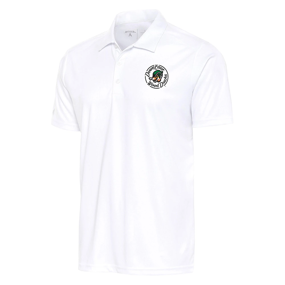Men's Antigua White Down East Wood Ducks Tribute Polo
