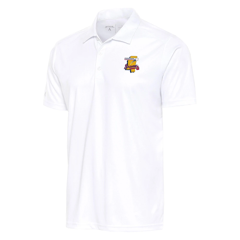 Men's Antigua White Mississippi Braves Tribute Polo