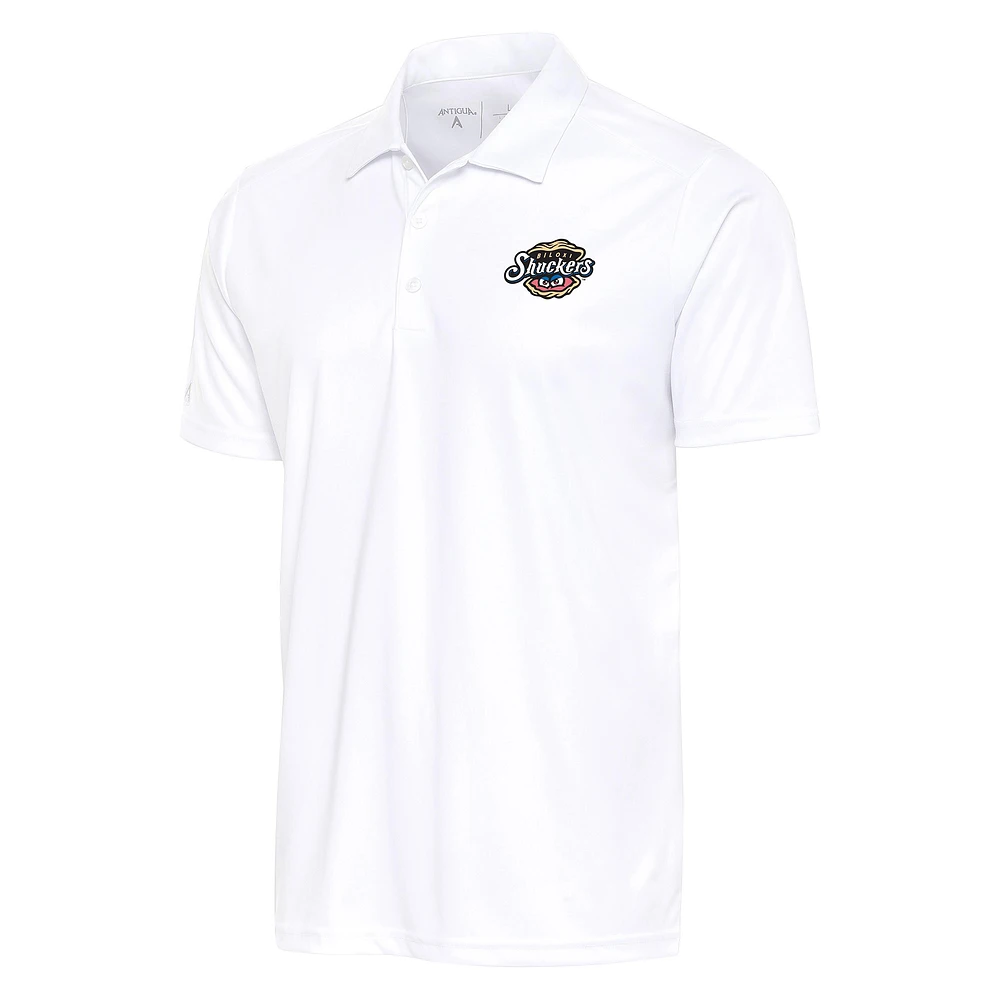 Men's Antigua White Biloxi Shuckers Big & Tall Tribute Polo
