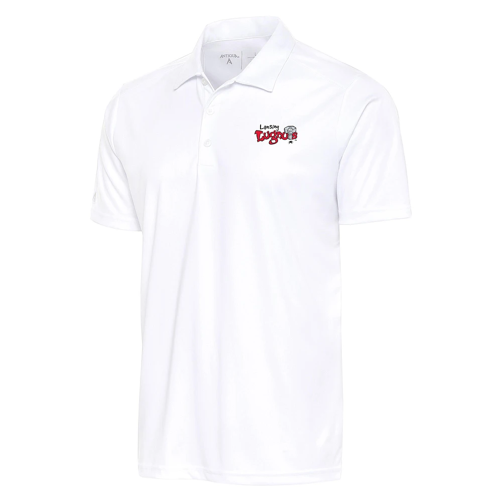 Men's Antigua White Lansing Lugnuts Big & Tall Tribute Polo