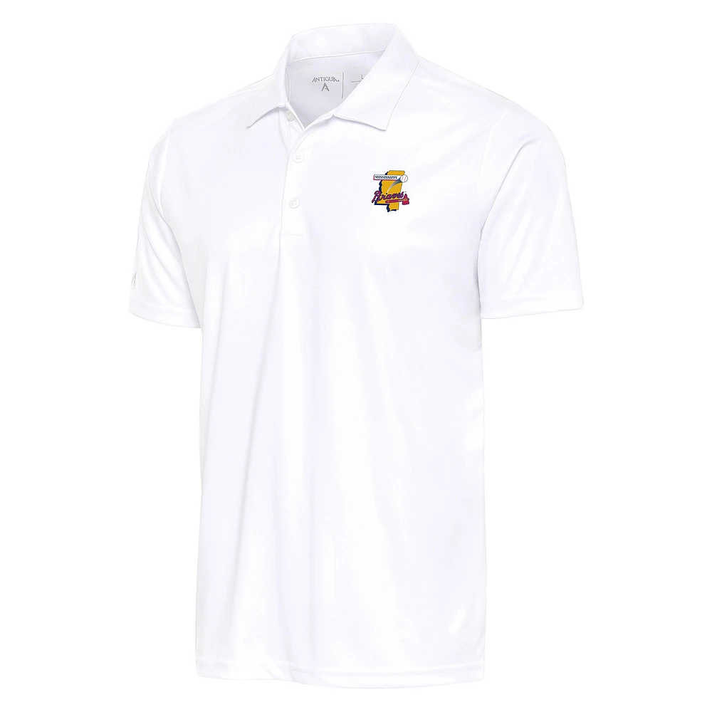 Men's Antigua White Mississippi Braves Big & Tall Tribute Polo