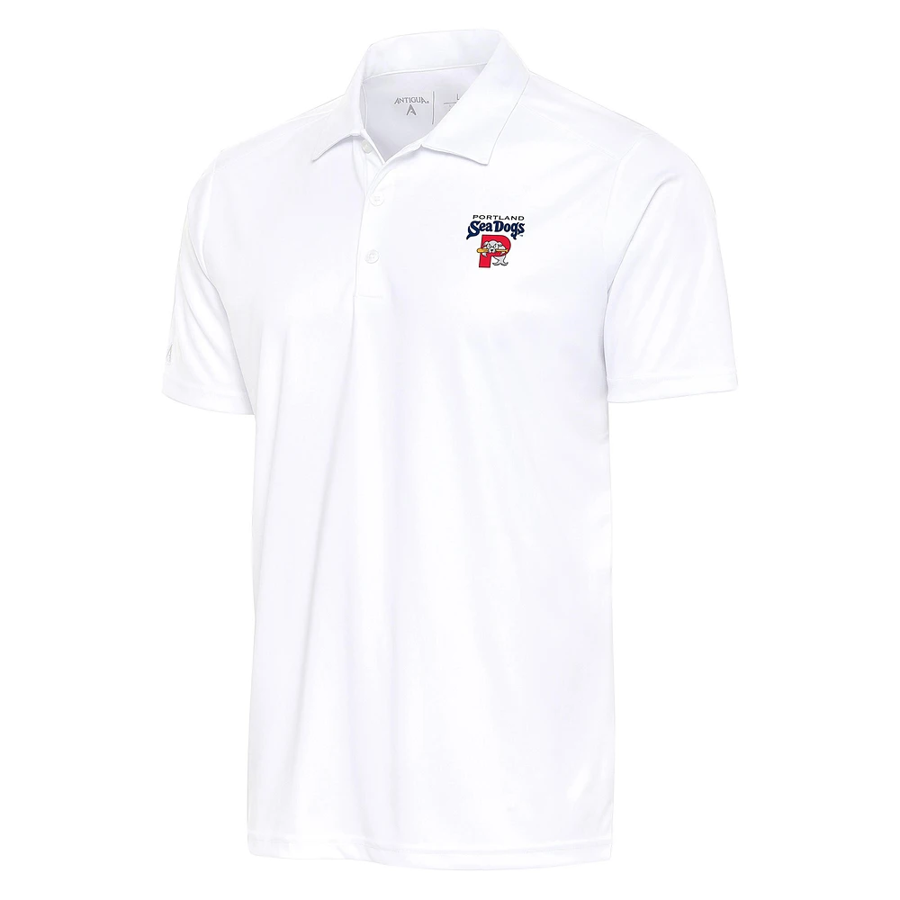 Men's Antigua White Portland Sea Dogs Big & Tall Tribute Polo