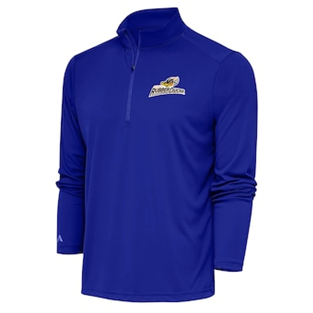 Men's Antigua Royal Akron RubberDucks Tribute Quarter-Zip Pullover Top