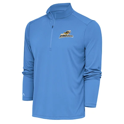 Men's Antigua Powder Blue Akron RubberDucks Tribute Quarter-Zip Pullover Top