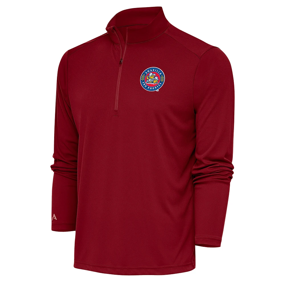 Men's Antigua Cardinal Amarillo Sod Poodles Tribute Quarter-Zip Pullover Top