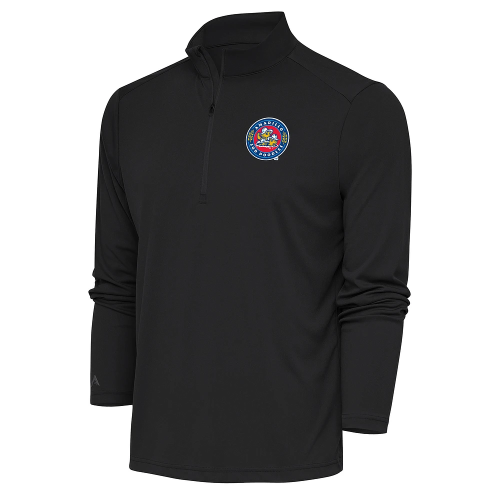 Men's Antigua Charcoal Amarillo Sod Poodles Tribute Quarter-Zip Pullover Top