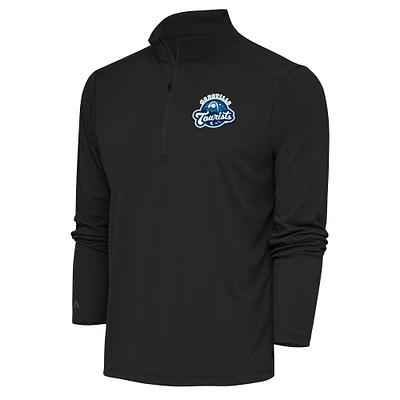 Men's Antigua Charcoal Asheville Tourists Tribute Quarter-Zip Pullover Top