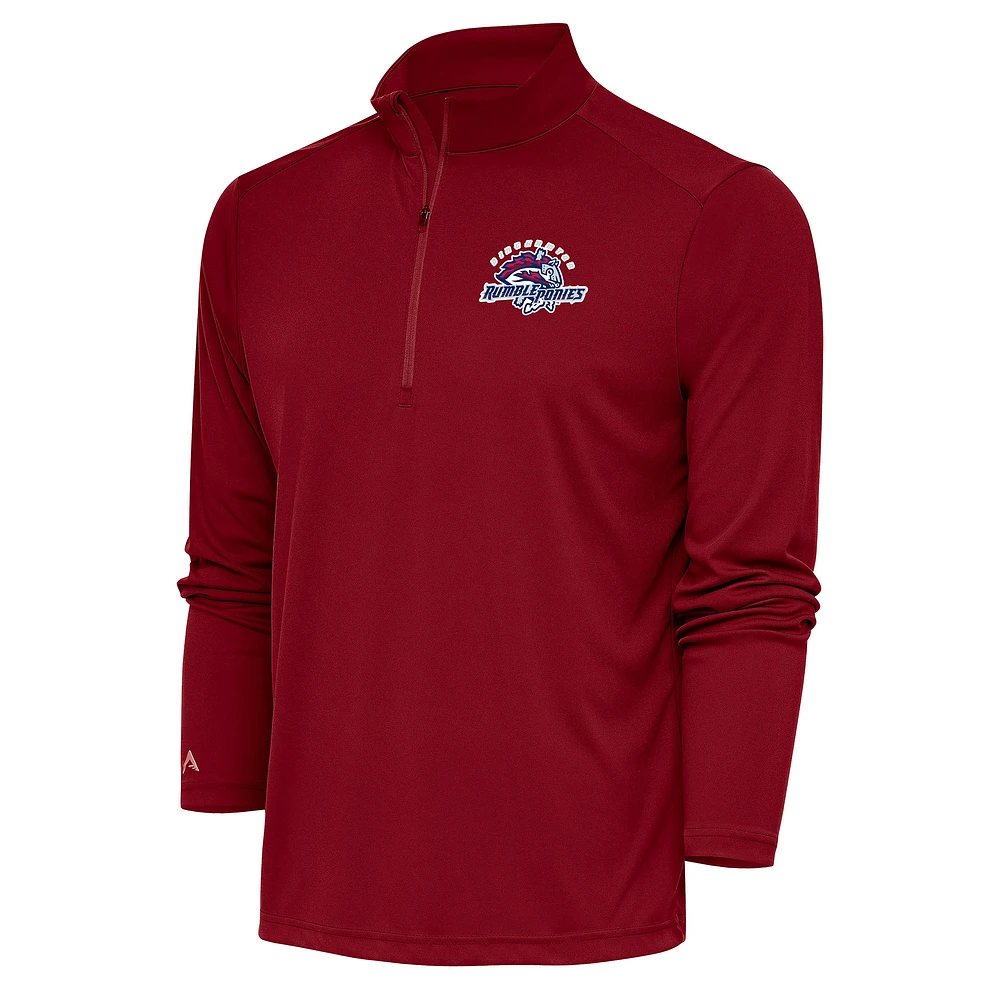 Men's Antigua Cardinal Binghamton Rumble Ponies Tribute Quarter-Zip Pullover Top