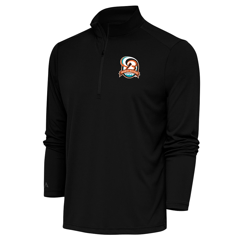Men's Antigua Black Bowie Baysox Tribute Quarter-Zip Pullover Top