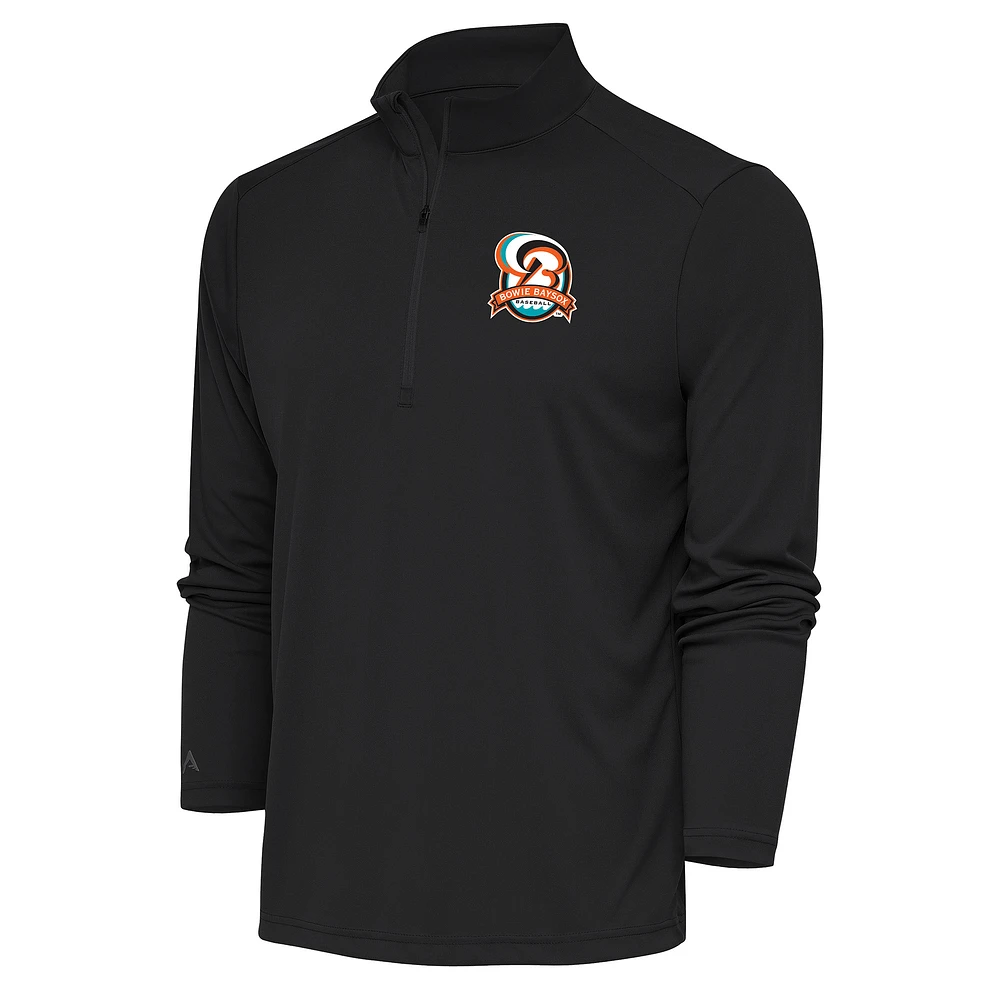 Men's Antigua Charcoal Bowie Baysox Tribute Quarter-Zip Pullover Top