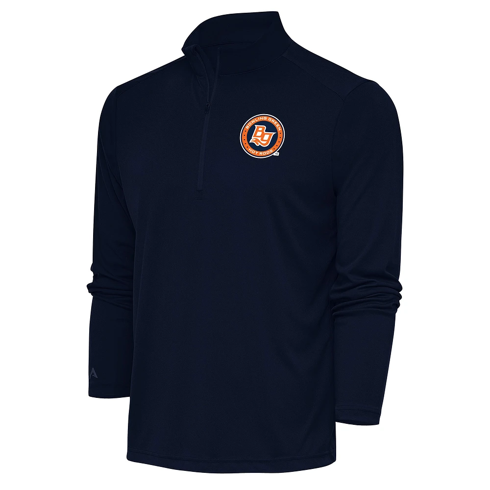 Men's Antigua Navy Bowling Green Hot Rods Tribute Quarter-Zip Pullover Top