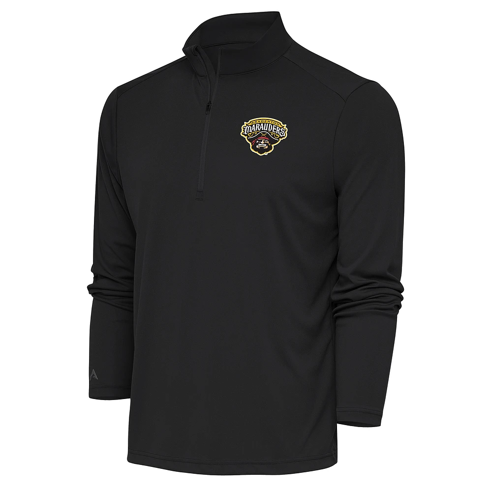 Men's Antigua Charcoal Bradenton Marauders Tribute Quarter-Zip Pullover Top
