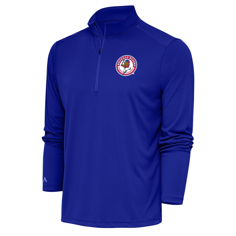 Men's Antigua Royal Buffalo Bisons Tribute Quarter-Zip Pullover Top
