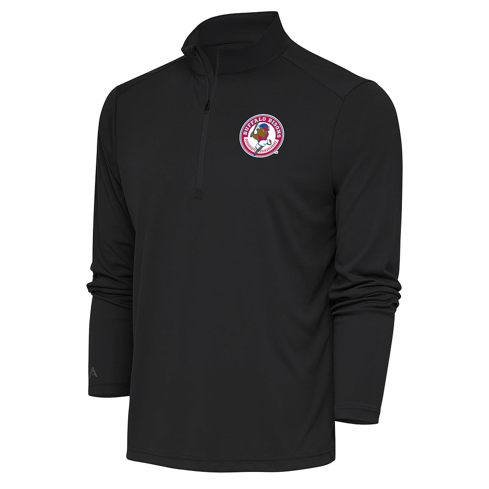 Men's Antigua Charcoal Buffalo Bisons Tribute Quarter-Zip Pullover Top