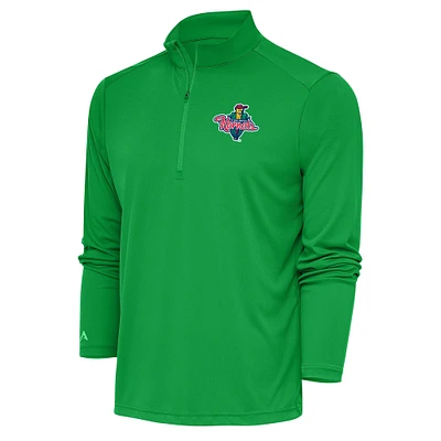 Men's Antigua Kelly Green Cedar Rapids Kernels Tribute Quarter-Zip Pullover Top