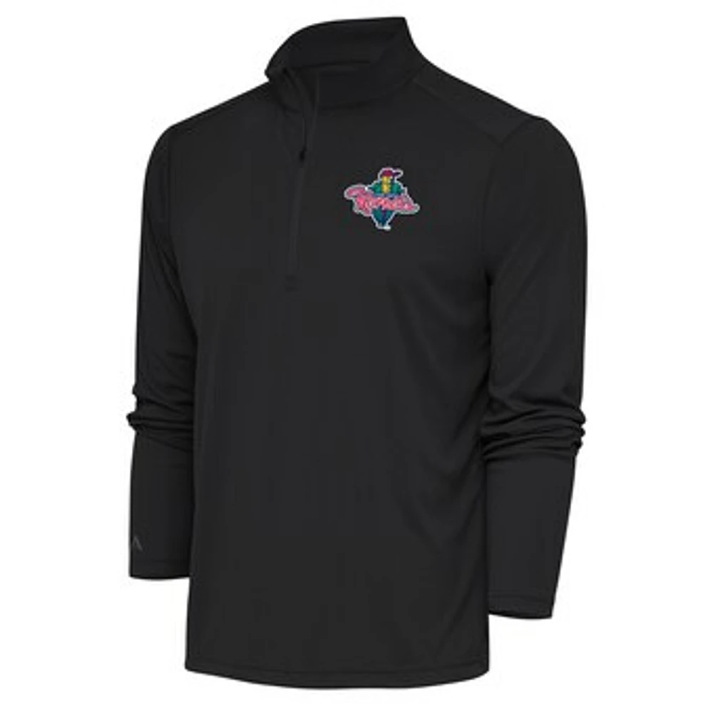 Men's Antigua Charcoal Cedar Rapids Kernels Tribute Quarter-Zip Pullover Top