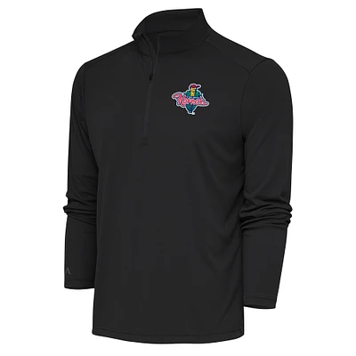 Men's Antigua Charcoal Cedar Rapids Kernels Tribute Quarter-Zip Pullover Top