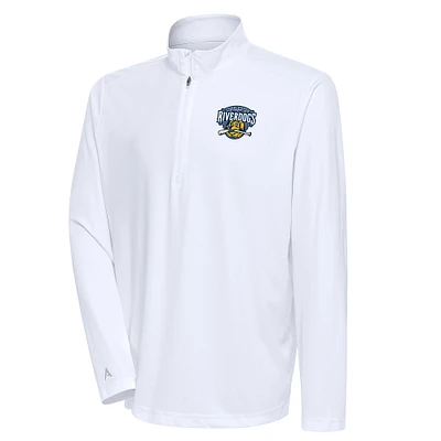 Men's Antigua White Charleston RiverDogs Tribute Quarter-Zip Pullover Top