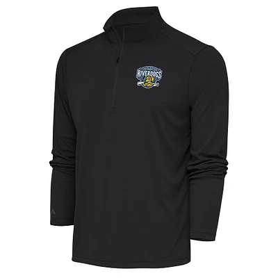 Men's Antigua Charcoal Charleston RiverDogs Tribute Quarter-Zip Pullover Top