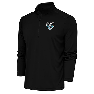 Men's Antigua Black Charlotte Knights Tribute Quarter-Zip Pullover Top