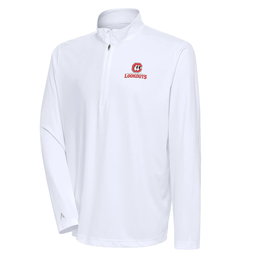 Men's Antigua White Chattanooga Lookouts Tribute Quarter-Zip Pullover Top