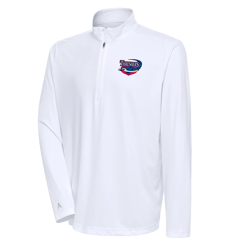 Men's Antigua White Clearwater Threshers Tribute Quarter-Zip Pullover Top