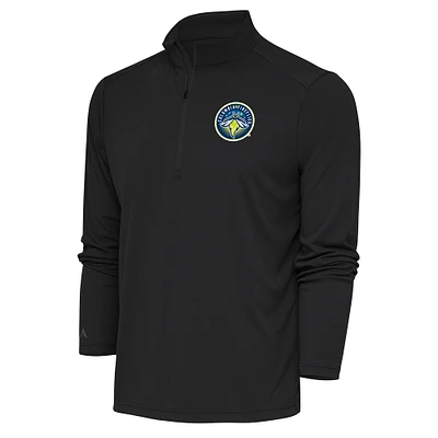Men's Antigua Charcoal Columbia Fireflies Tribute Quarter-Zip Pullover Top