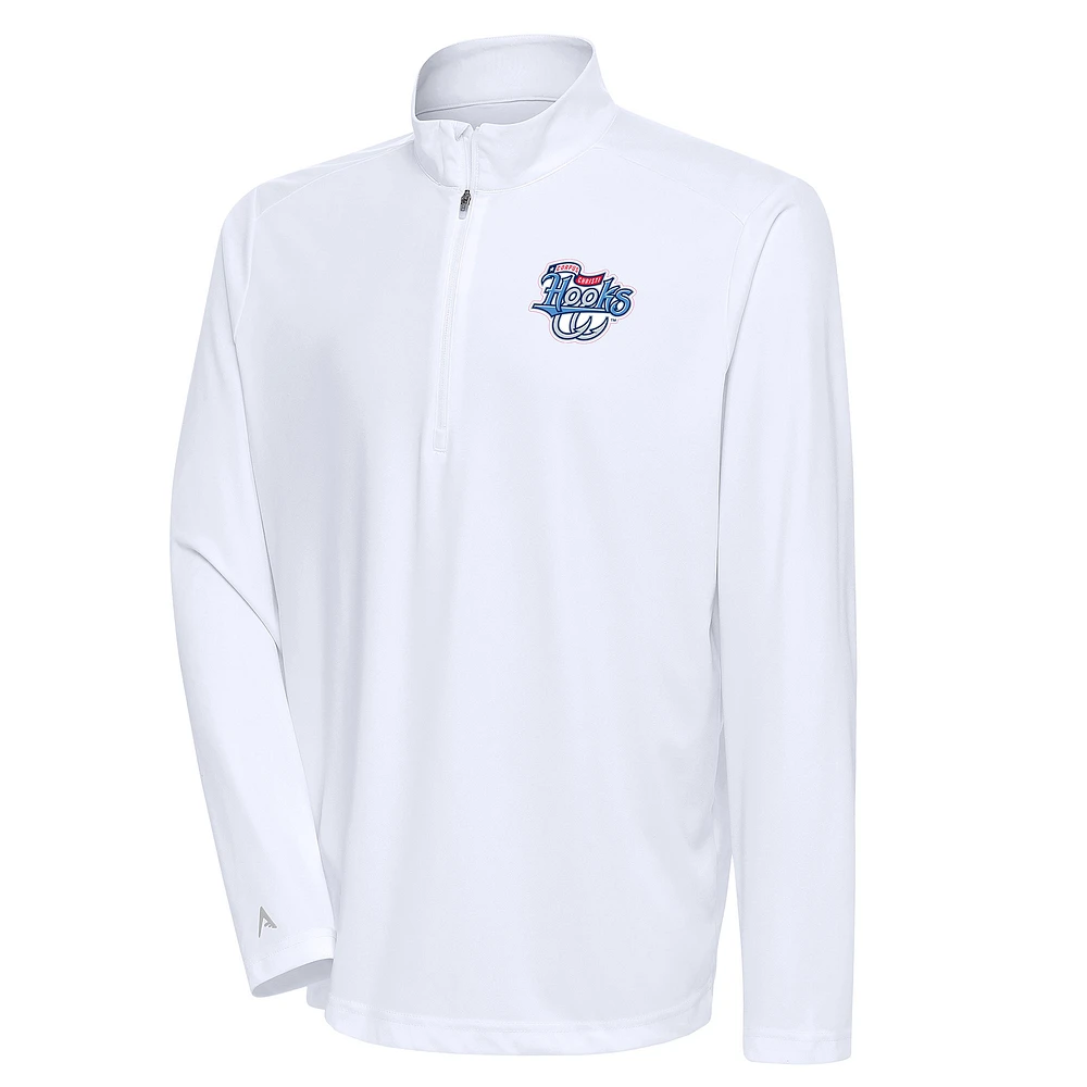Men's Antigua White Corpus Christi Hooks Tribute Quarter-Zip Pullover Top