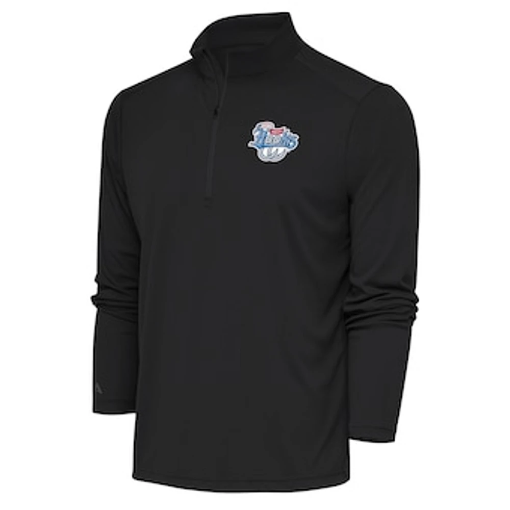 Men's Antigua Charcoal Corpus Christi Hooks Tribute Quarter-Zip Pullover Top