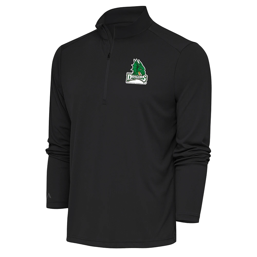 Men's Antigua Charcoal Dayton Dragons Tribute Quarter-Zip Pullover Top