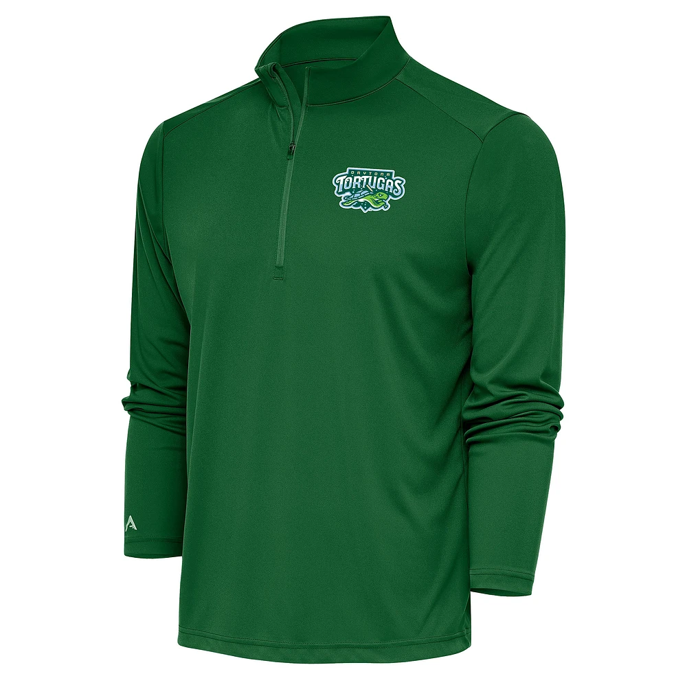 Men's Antigua Hunter Green Daytona Tortugas Tribute Quarter-Zip Pullover Top
