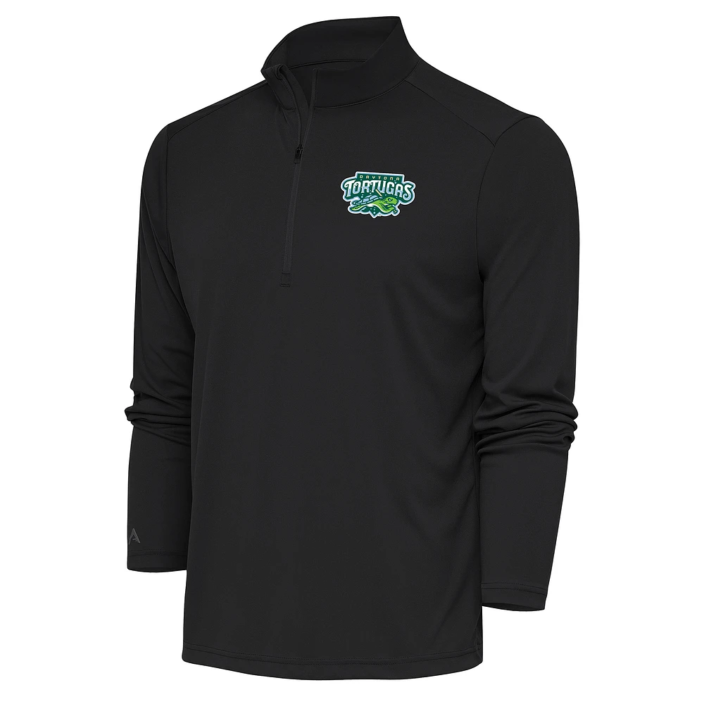 Men's Antigua Charcoal Daytona Tortugas Tribute Quarter-Zip Pullover Top