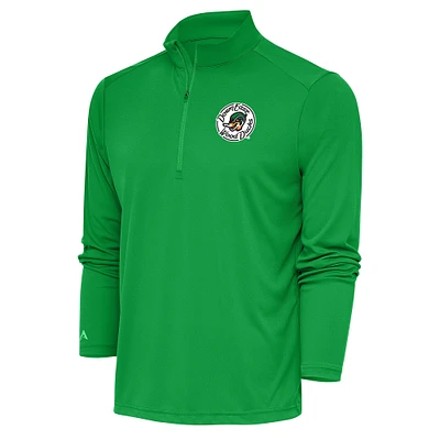 Men's Antigua Kelly Green Down East Wood Ducks Tribute Quarter-Zip Pullover Top