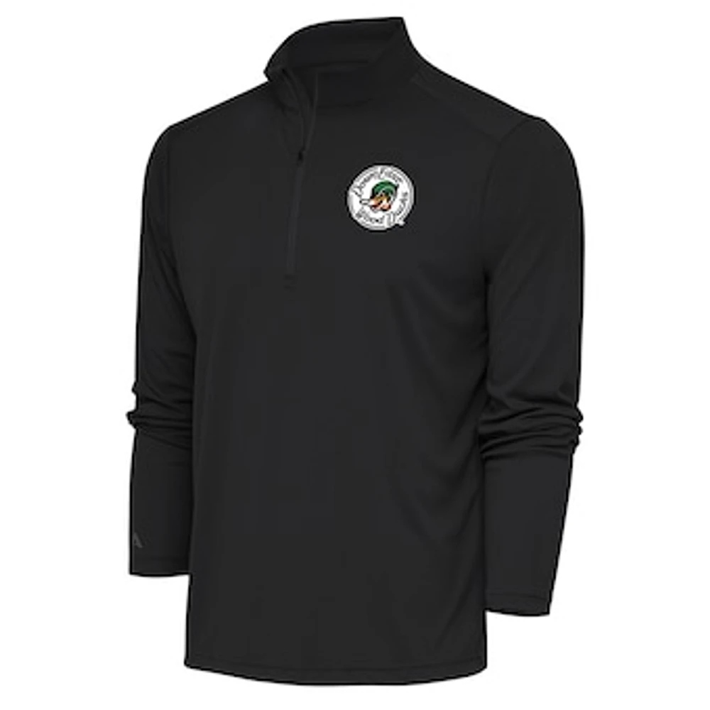 Men's Antigua Charcoal Down East Wood Ducks Tribute Quarter-Zip Pullover Top